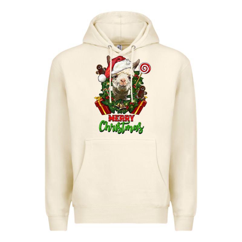 Merry Christmas Alpaca Face Premium Hoodie by LillyAllenDesigns | Teevron