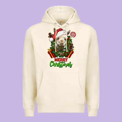 Merry Christmas Alpaca Face Premium Hoodie Designed By Lillyallendesigns