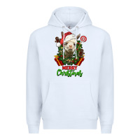 White merry christmas alpaca face Premium Hoodie - LillyAllenDesigns