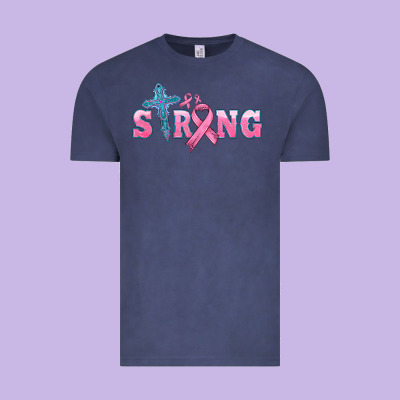 Strong With Cross Ribbon Vintage Tee Designed By Hra Design Shop