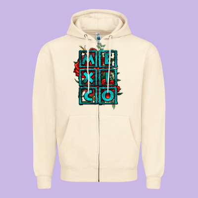 Mexico With Roses Zipper Hoodie Designed By Jasminsmagicworld