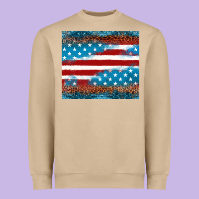 Leopard Glitter American Flag Tumbler Heavyweight Sweatshirt Designed By Neo Western