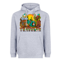 Heather Grey western traveler cowboy Heavyweight Hoodie - NancyCooperArtShop