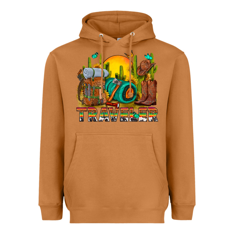 Western Traveler Cowboy Heavyweight Hoodie by NancyCooperArtShop | Teevron