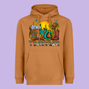Western Traveler Cowboy Heavyweight Hoodie Designed By Nancycooperartshop