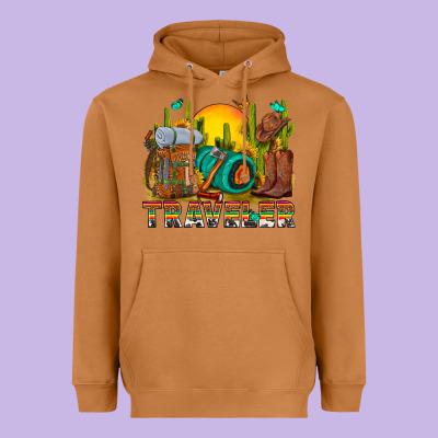 Western Traveler Cowboy Heavyweight Hoodie Designed By Nancycooperartshop