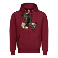 Burgundy White Headed Eagle Zipper Hoodie - LillyAllenDesigns