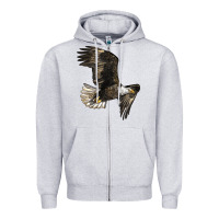 Heather Grey White Headed Eagle Zipper Hoodie - LillyAllenDesigns