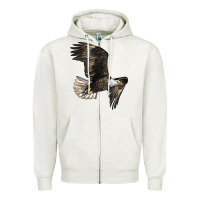 Oatmeal Heather White Headed Eagle Zipper Hoodie - LillyAllenDesigns