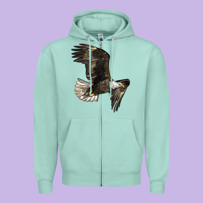 White Headed Eagle Zipper Hoodie Designed By Lillyallendesigns