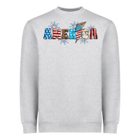 Heather Grey Lightning bolt with America Heavyweight Sweatshirt - Neo Western