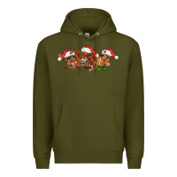 Army Green christmas red angus cows Premium Hoodie - LillyAllenDesigns