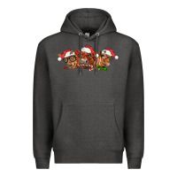Charcoal Heather christmas red angus cows Premium Hoodie - LillyAllenDesigns