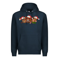 Navy christmas red angus cows Premium Hoodie - LillyAllenDesigns