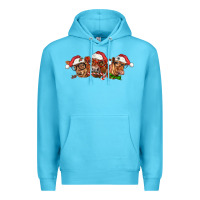 Ocean Blue christmas red angus cows Premium Hoodie - LillyAllenDesigns