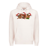 Pale Pink christmas red angus cows Premium Hoodie - LillyAllenDesigns