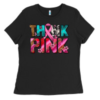 Black think pink cancer ribbon Ladies Tee - AdoDesignShop