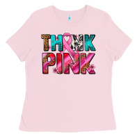 Bubblegum Pink think pink cancer ribbon Ladies Tee - AdoDesignShop