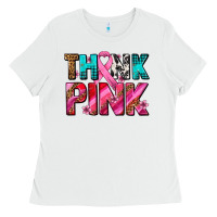 White think pink cancer ribbon Ladies Tee - AdoDesignShop