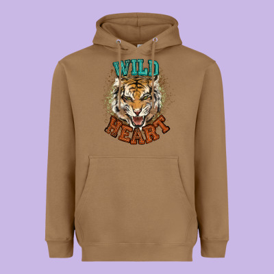 Wild Heart Tiger College Western Heavyweight Hoodie Designed By Nancycooperartshop