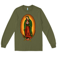 Army Green our lady of Guadalupe Long Sleeve Tee - JahusDesignShop