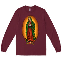 Burgundy our lady of Guadalupe Long Sleeve Tee - JahusDesignShop