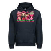 Navy Cafecito y Chisme Coffee Cups Urban Hoodie - texasbilliewilder