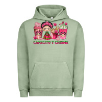 Pigment Oil Green Cafecito y Chisme Coffee Cups Urban Hoodie - texasbilliewilder