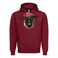 Burgundy suffolk ewe sheep with floral headdress Zipper Hoodie - BarkalooDesign