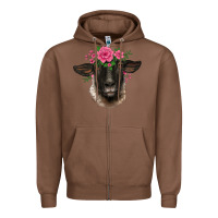 Chestnut suffolk ewe sheep with floral headdress Zipper Hoodie - BarkalooDesign