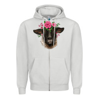 Dove Grey suffolk ewe sheep with floral headdress Zipper Hoodie - BarkalooDesign