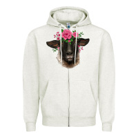 Oatmeal Heather suffolk ewe sheep with floral headdress Zipper Hoodie - BarkalooDesign
