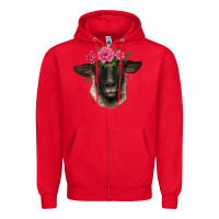Red suffolk ewe sheep with floral headdress Zipper Hoodie - BarkalooDesign