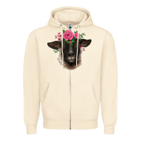 Sandshell suffolk ewe sheep with floral headdress Zipper Hoodie - BarkalooDesign