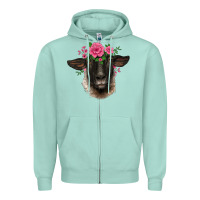 Suffolk Ewe Sheep With Floral Headdress Zipper Hoodie | Teevron