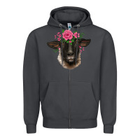 Smoke suffolk ewe sheep with floral headdress Zipper Hoodie - BarkalooDesign