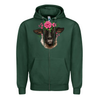 Sports Green suffolk ewe sheep with floral headdress Zipper Hoodie - BarkalooDesign