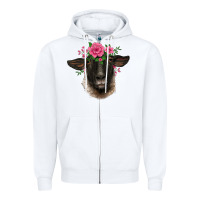 White suffolk ewe sheep with floral headdress Zipper Hoodie - BarkalooDesign