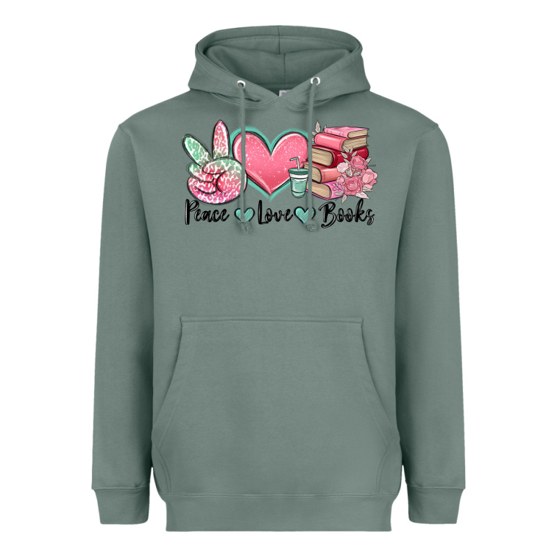 Peace Love Books Heavyweight Hoodie by MaliasSmallBusiness | Teevron