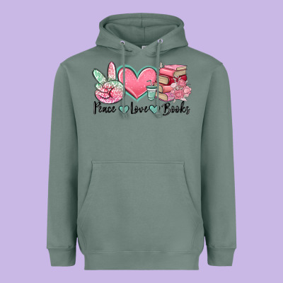 Peace Love Books Heavyweight Hoodie Designed By Maliassmallbusiness