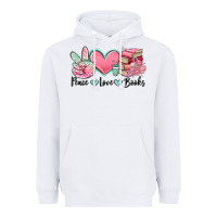 White peace love books Heavyweight Hoodie - MaliasSmallBusiness