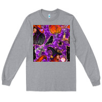 Heather Grey halloween witch seamless pattern Long Sleeve Tee - BundleAndBundleShop