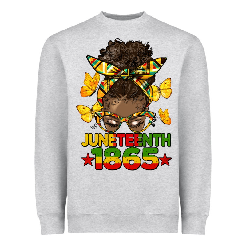 Juneteenth 1865 Afro Bun Heavyweight Sweatshirt by HRA Design Shop | Teevron