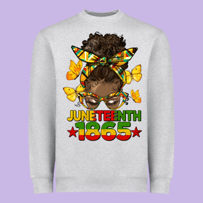 Juneteenth 1865 Afro Bun Heavyweight Sweatshirt Designed By Hra Design Shop