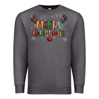 Charcoal Heather merry christmas raindeerr Premium Sweatshirt - MaliasSmallBusiness