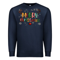 Navy merry christmas raindeerr Premium Sweatshirt - MaliasSmallBusiness