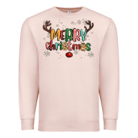 Pale Pink merry christmas raindeerr Premium Sweatshirt - MaliasSmallBusiness