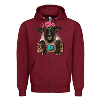 Burgundy suffolk ewe peeking with floral headdress Zipper Hoodie - BarkalooDesign