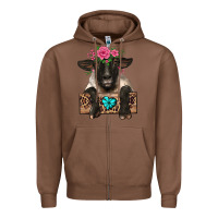 Chestnut suffolk ewe peeking with floral headdress Zipper Hoodie - BarkalooDesign
