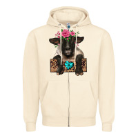 Sandshell suffolk ewe peeking with floral headdress Zipper Hoodie - BarkalooDesign